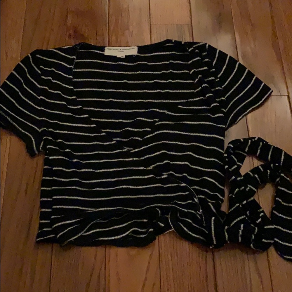 Project Social T Urban Outfitters Striped Wrap Top
